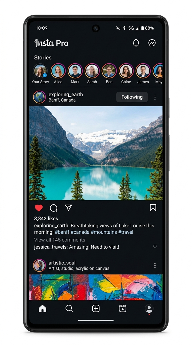 Insta Pro ad-free feed interface
