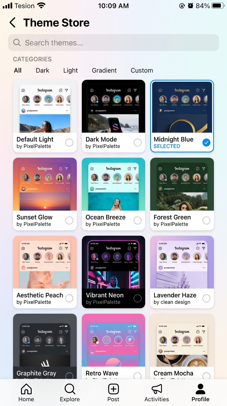 Insta Pro theme customization store